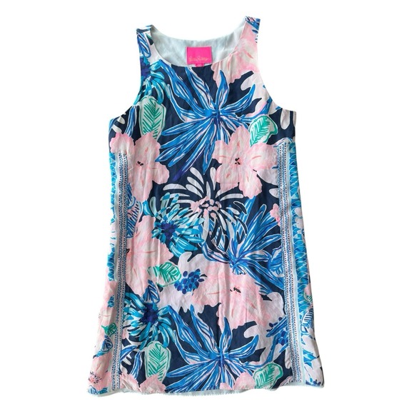 Lilly Pulitzer Dresses & Skirts - Lilly Pulitzer Jackie Silk Shift Mini Dress Sugar‎ Mambo Hawaiian Hibiscus Small